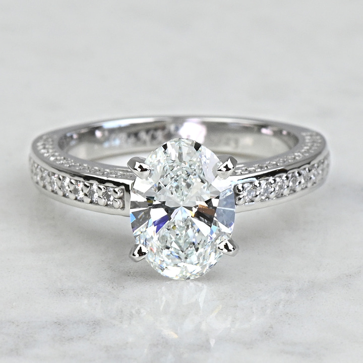 Three Sided Pave Engagement Ring In White Gold | Thumbnail 05
