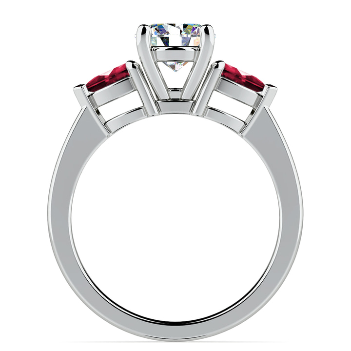 Pear Shaped Ruby 3 Stone Engagement Ring In White Gold | Thumbnail 02