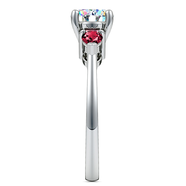 Pear Shaped Ruby 3 Stone Engagement Ring In White Gold | Thumbnail 03