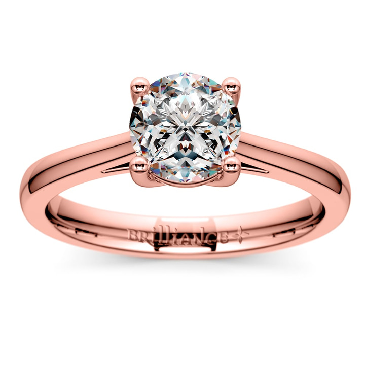 Petite Rose Gold Engagement Ring With Cathedral Setting | Thumbnail 01