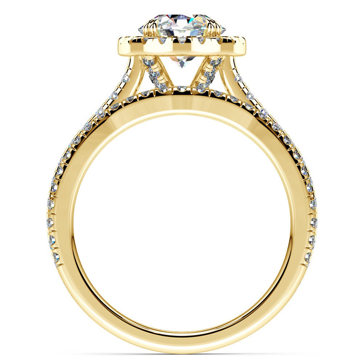 Petite Halo Diamond Bridal Set In Yellow Gold | Thumbnail 02