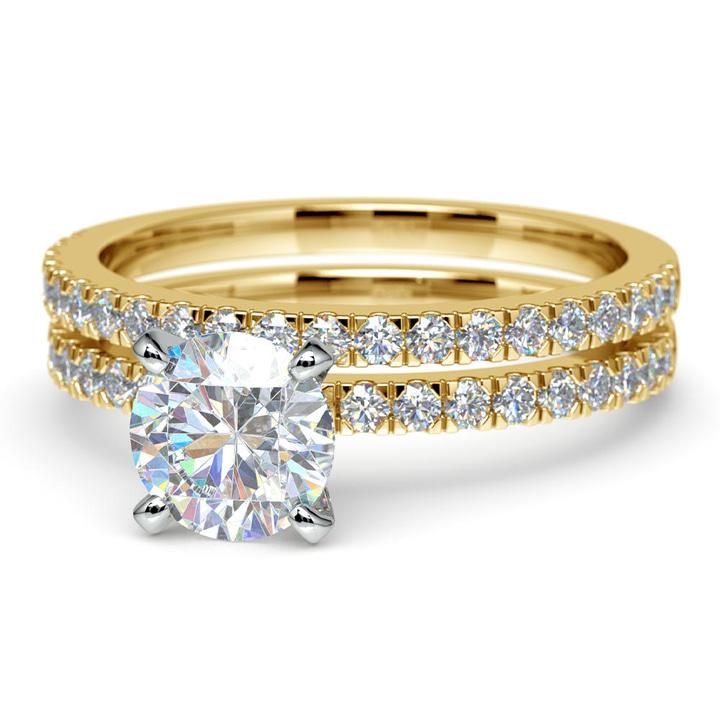 Petite Pave Diamond Bridal Set in Yellow Gold | Thumbnail 04