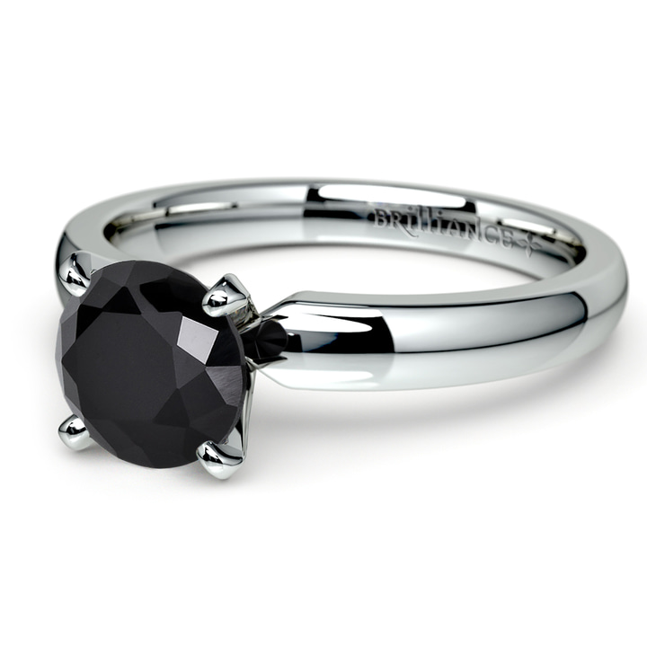 1/3 Carat Round Cut Black Diamond Engagement Ring In Platinum | Thumbnail 01