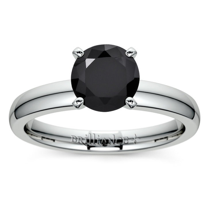 1/3 Carat Round Cut Black Diamond Engagement Ring In Platinum | Thumbnail 02
