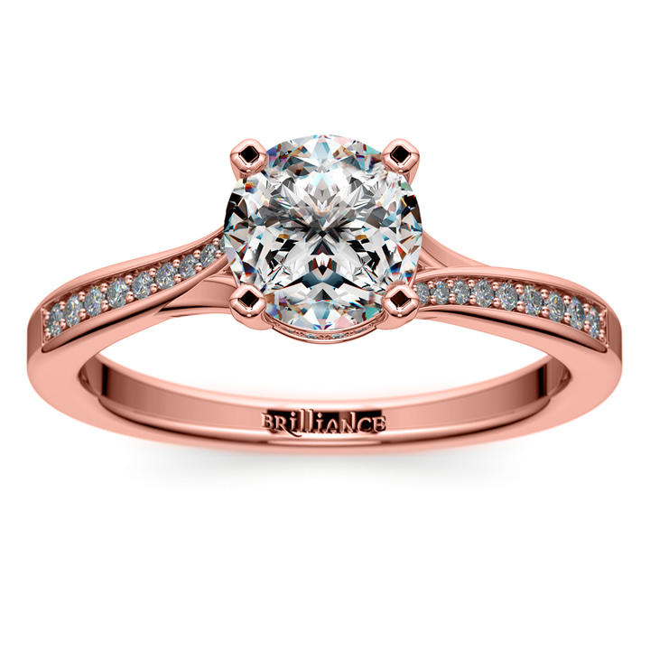 Split Shank Pave Diamond Ring Setting In Rose Gold | Thumbnail 01