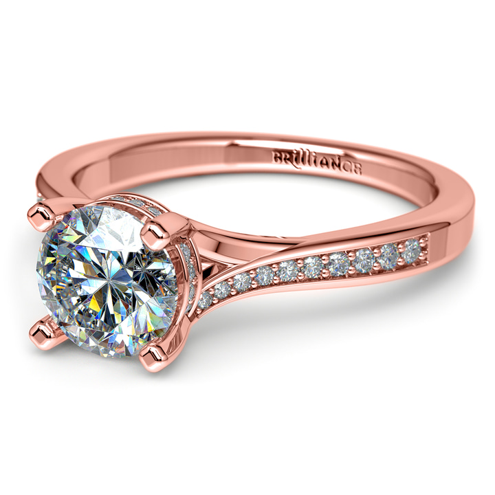 Split Shank Pave Diamond Ring Setting In Rose Gold | Thumbnail 04