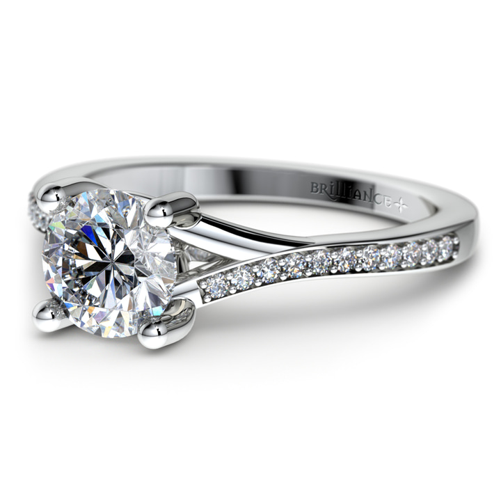 Split Shank Micro Pave Engagement Ring In Platinum | Thumbnail 04