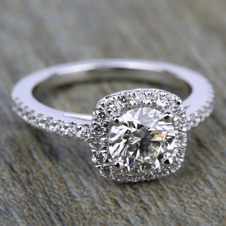 Square Halo Diamond Engagement Ring in White Gold (2/5 ctw) | Thumbnail 05
