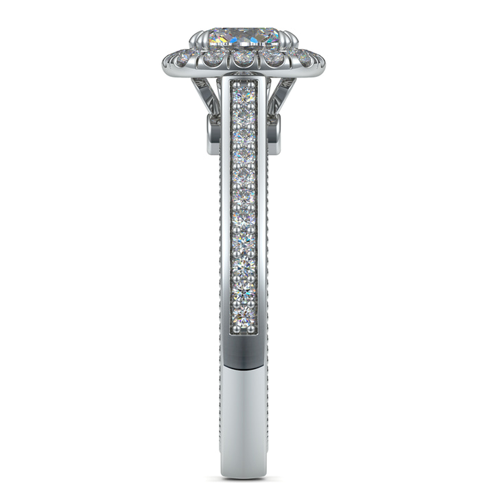 Antique Inspired Platinum Halo Diamond Engagement Ring | Thumbnail 03