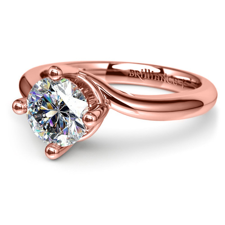 Swirl Style Solitaire Engagement Ring in Rose Gold | Thumbnail 04