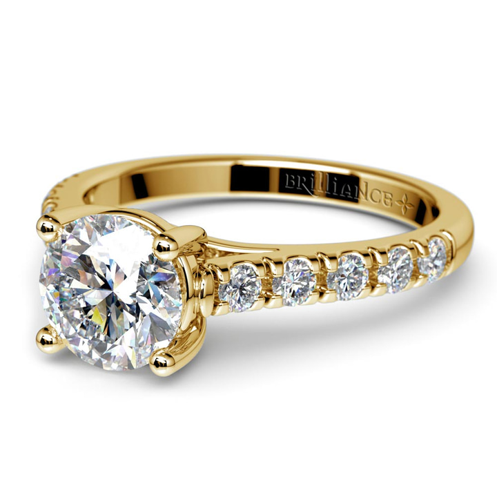 Trellis Setting Engagement Ring In Yellow Gold | Thumbnail 04