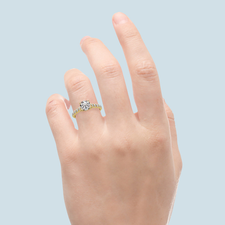 Trellis Setting Engagement Ring In Yellow Gold | Thumbnail 06