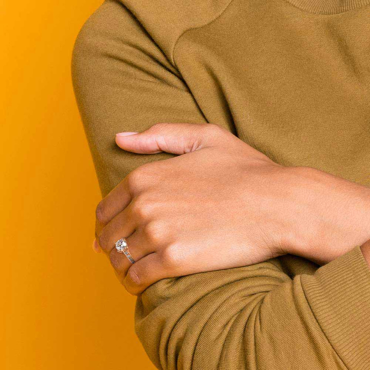 Trellis Setting Engagement Ring In Yellow Gold | Thumbnail 07