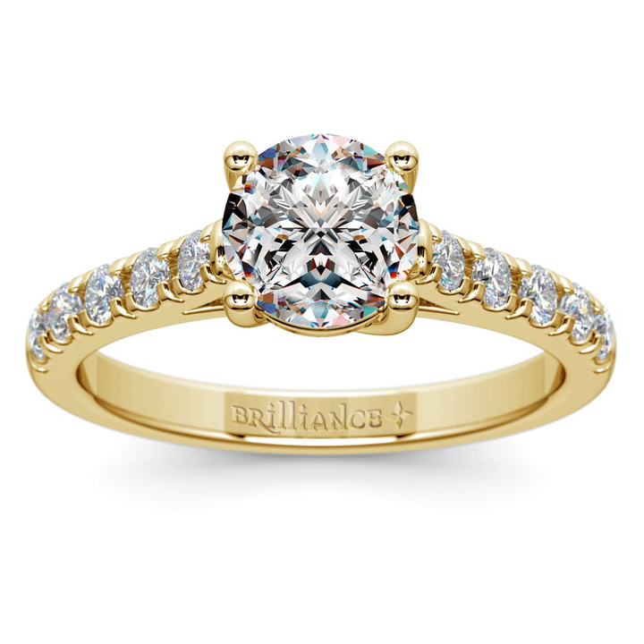 Trellis Setting Engagement Ring In Yellow Gold | Thumbnail 01