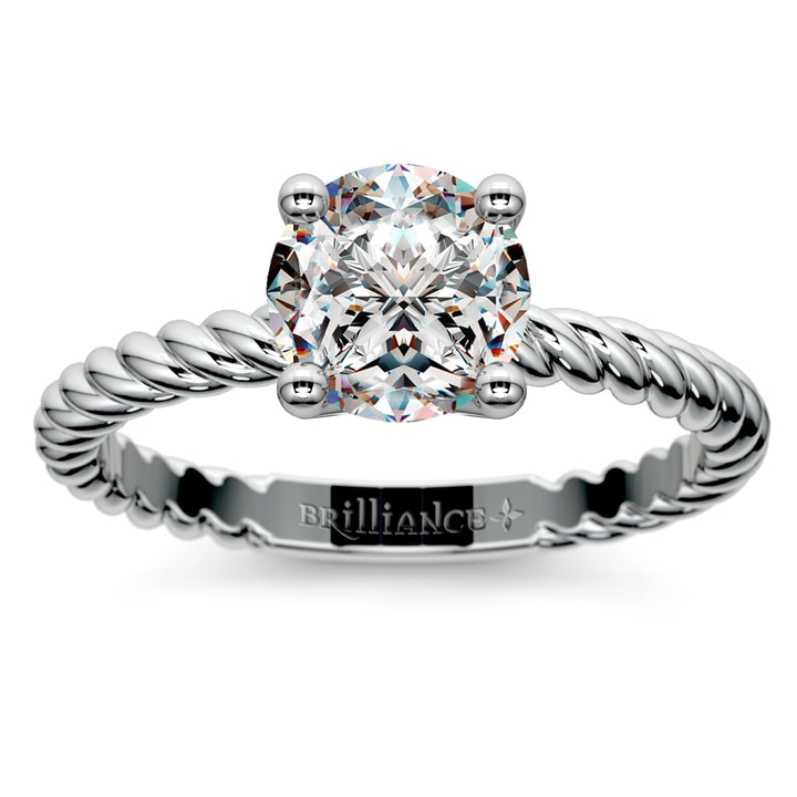 Twisted Rope Solitaire Engagement Ring in White Gold | Thumbnail 01