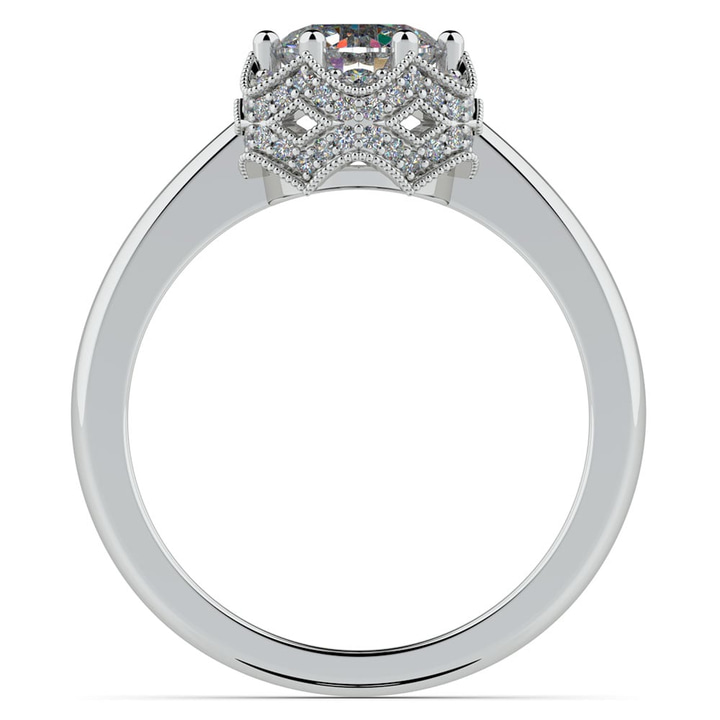 Vintage Halo Diamond Engagement Ring Setting In White Gold | Thumbnail 02