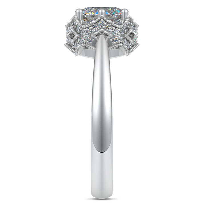 Vintage Halo Diamond Engagement Ring Setting In White Gold | Thumbnail 03
