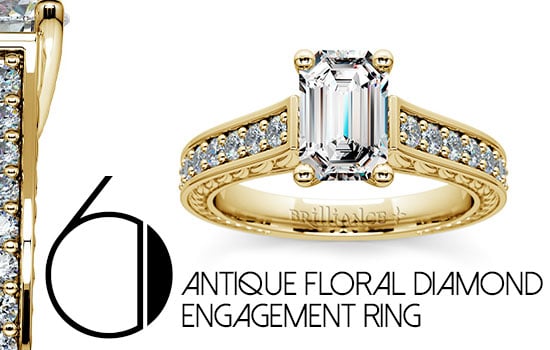 Antique Floral Diamond Engagement Ring