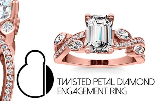 Twisted Petal Diamond Engagement Ring