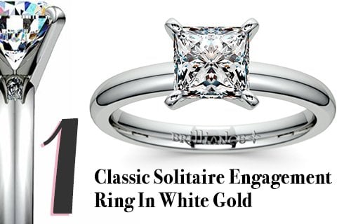 Classic Solitaire Engagement Ring In White Gold