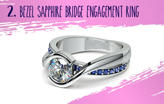 Bezel Sapphire Gemstone Bridge Engagement Ring