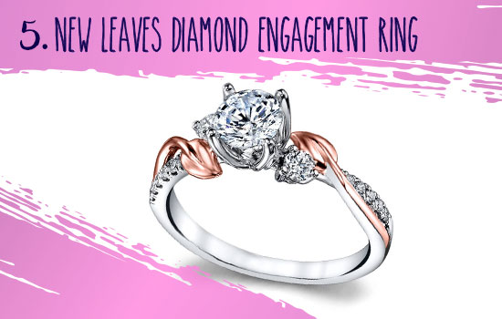 New Leaves Three Stone Diamond Engagement Ring By Parade