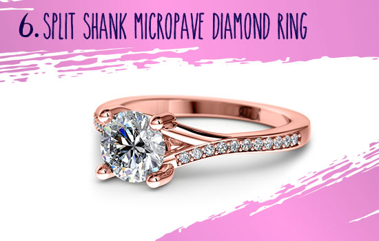 Split Shank Micropave Diamond Engagement Ring