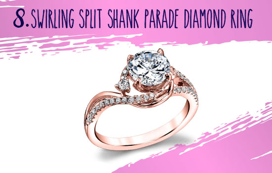 Swirling Split Shank Diamond Engagement Ring By Parade
