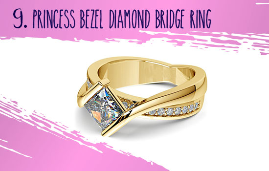 Princess Bezel Diamond Bridge Engagement Ring