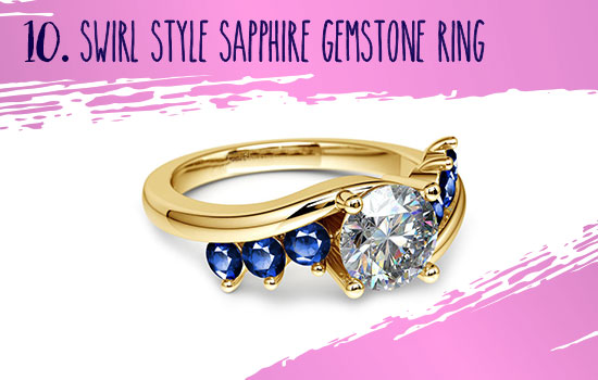 Swirl Style Sapphire Gemstone Engagement Ring