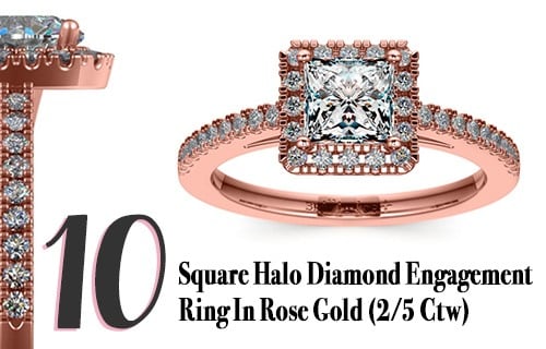 Square Halo Diamond Engagement Ring In Rose Gold (2/5 Ctw)