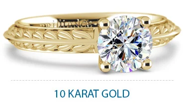 antique floral knife edge ring in 10k yeallow gold