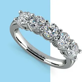 Five Diamond Wedding Ring in White Gold (1 ½ ctw)