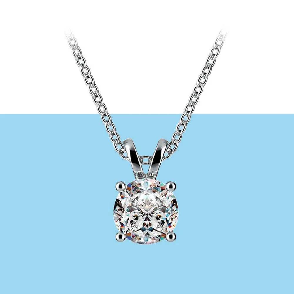 Round Diamond Solitaire Necklace in White Gold (¾ ctw)