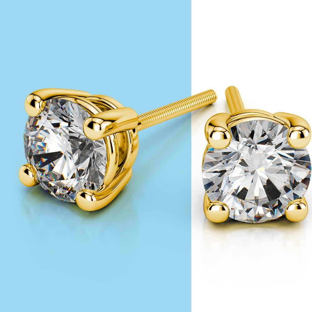 Round Diamond Stud Earrings in Yellow Gold (¾ Ctw)