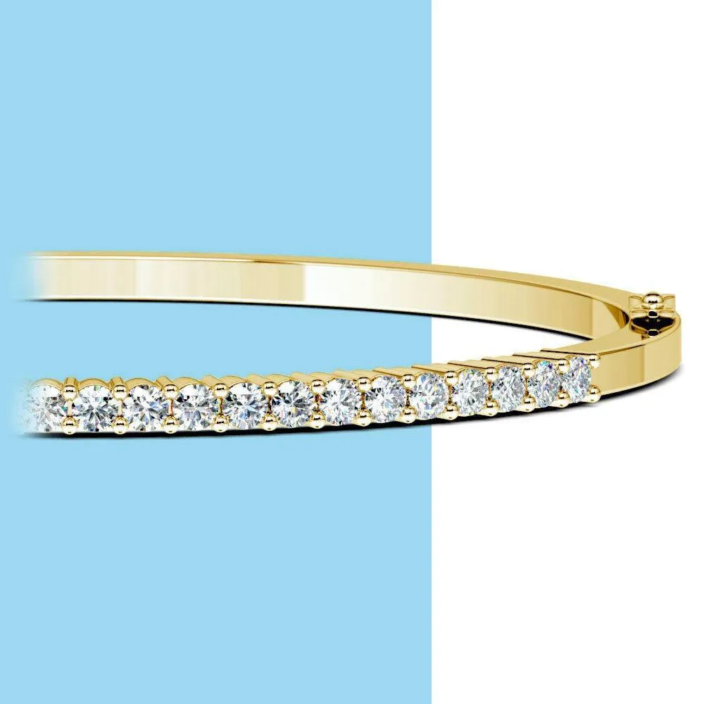 Half Eternity Diamond Bracelet Bangle in Yellow Gold (1 Ctw)