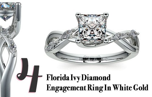 Florida Ivy Diamond Engagement Ring In White Gold