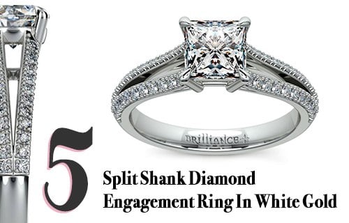 Split Shank Diamond Engagement Ring In White Gold