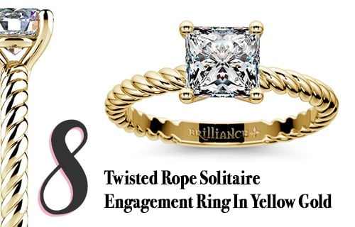 Twisted Rope Solitaire Engagement Ring In Yellow Gold
