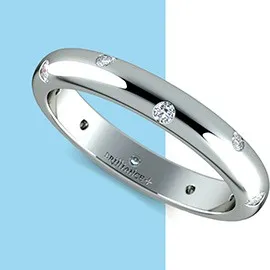 Inset Diamond Wedding Ring in White Gold (3mm)