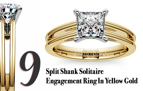 Split Shank Solitaire Engagement Ring In Yellow Gold