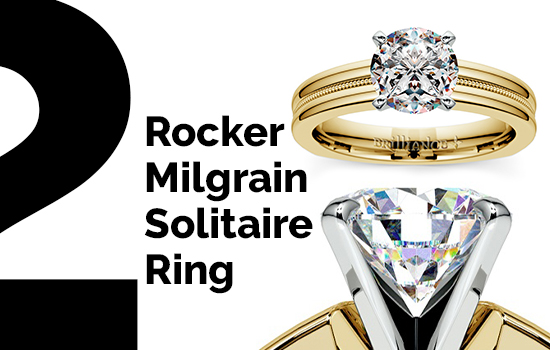 Rocker Milgrain Solitaire Engagement Ring