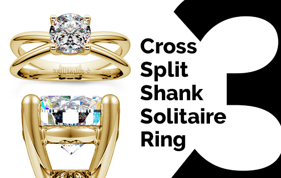 Cross Split Shank Solitaire Ring