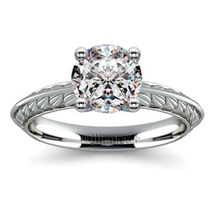 Floral Engraved Engagement Ring With Knife Edge