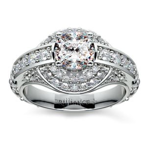 Antique Style Halo Engagement Ring Setting In Platinum