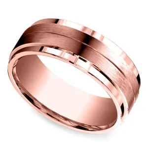 Satin Finish Mens Wedding Ring In Rose Gold (8 mm wide)