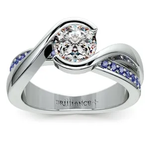 Modern Sapphire And Diamond Engagement Ring In White Gold