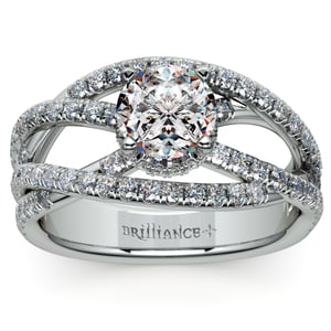 Diamond Twisted Split Shank Engagement Ring Setting In Platinum