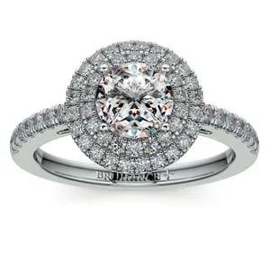 Double Halo Diamond Engagement Ring in White Gold