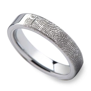 Flat Fingerprint Wedding Ring in Tungsten